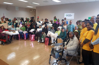 Goods distribution at the Rochdale Village Senior Center